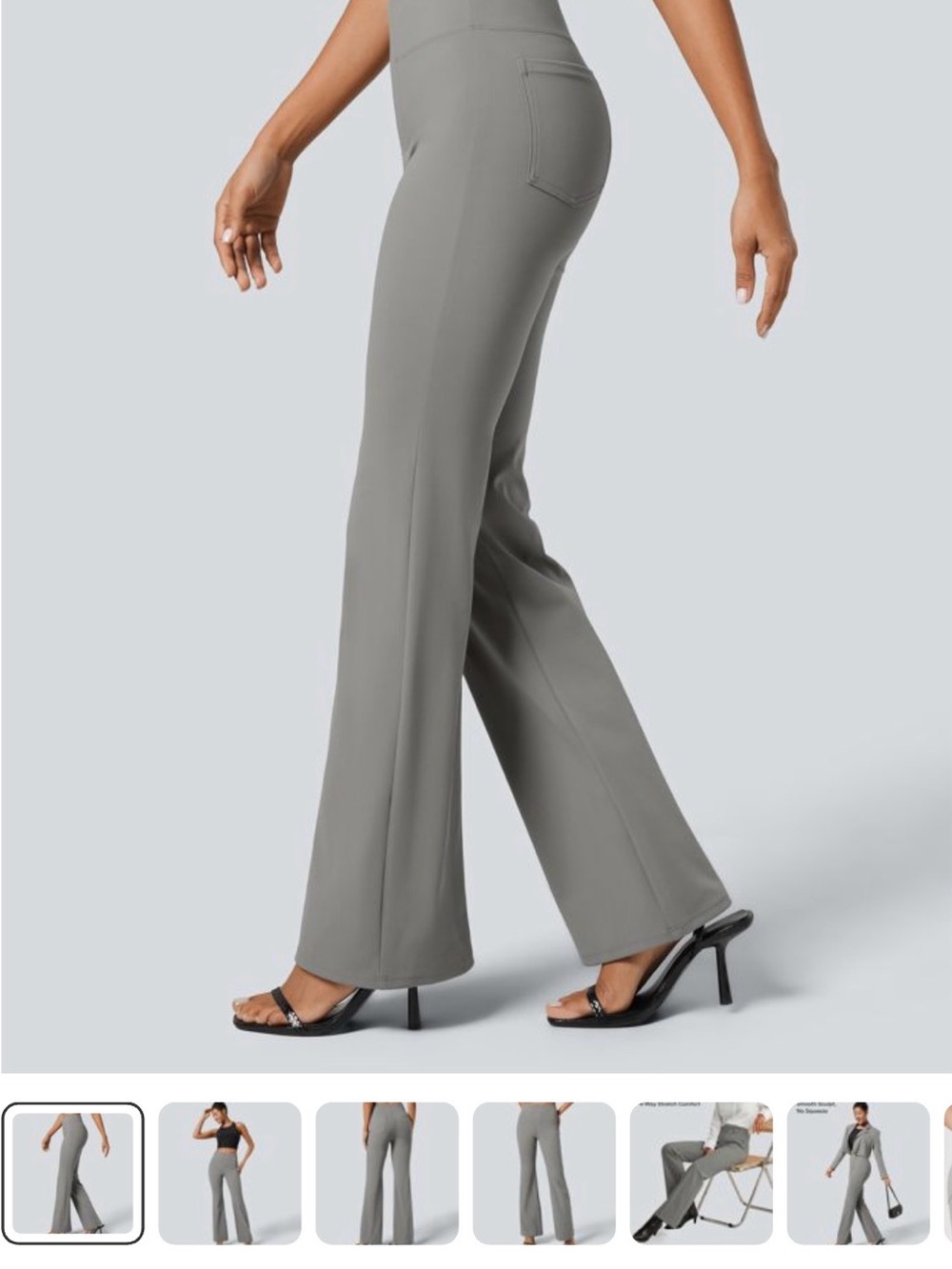 Halara Flex High Waisted Slight Flare Work Pants in Gray